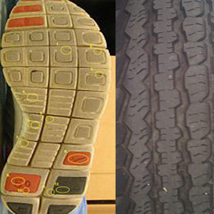 Footwear and Tire Track
